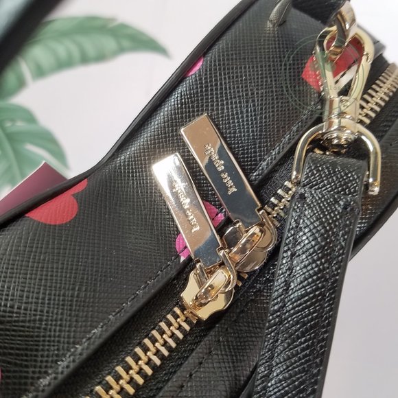 NWT Kate Spade New York Love Shack flutter black Pink hearts printed Heart Purse - Picture 4 of 6